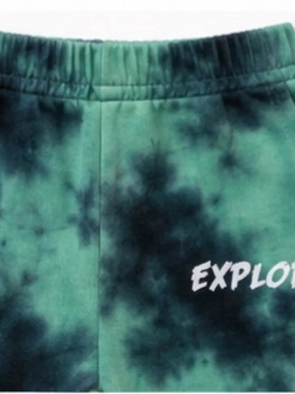 SHEIN Green and Black Tie-Dye Kids Hoodie Set